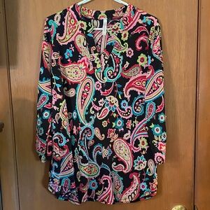 Vibrant Paisley Blouse with Pink and Green Accents